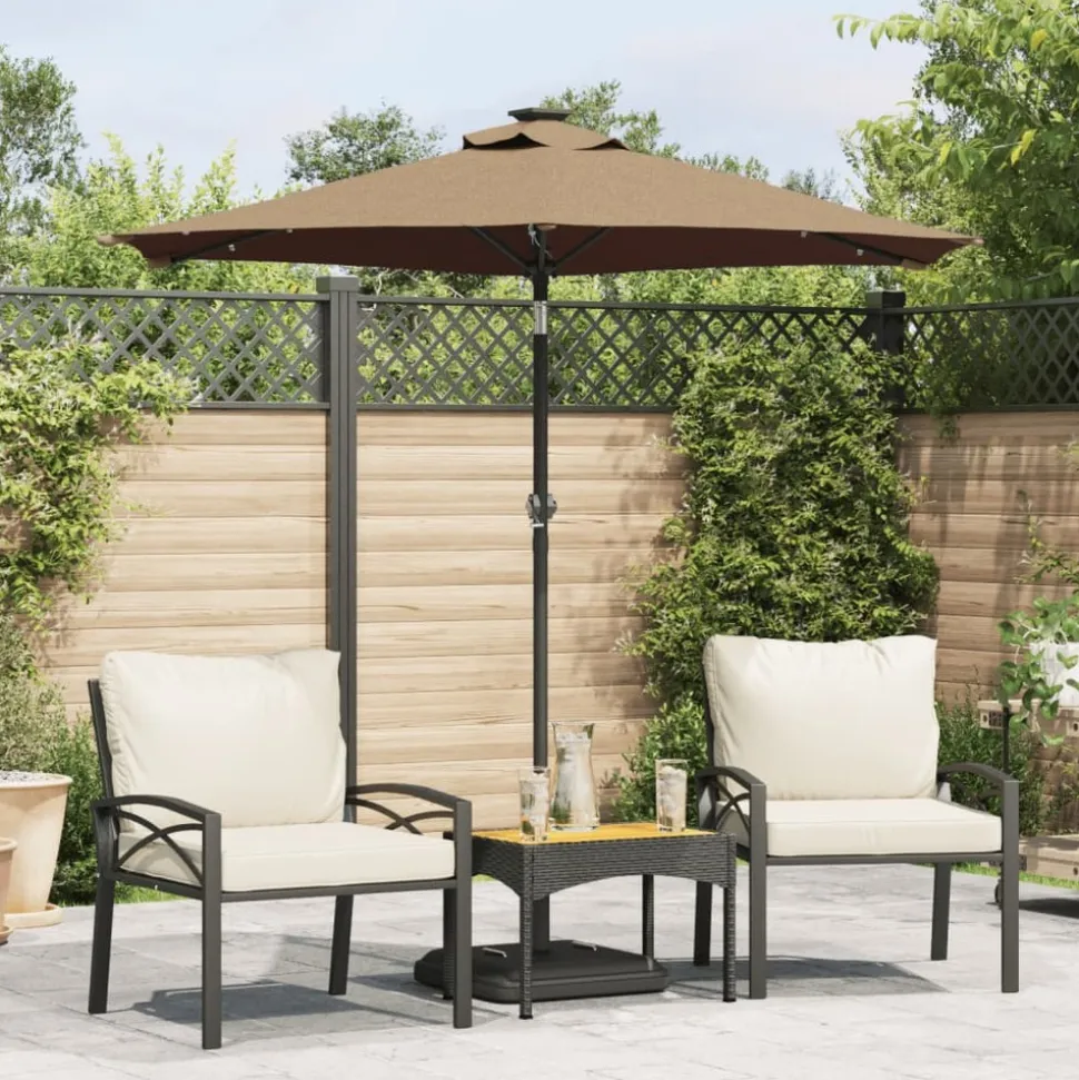 MAISON EXCLUSIVE - Parasol de jardin avec led mât en acier taupe 225x225x212 cm