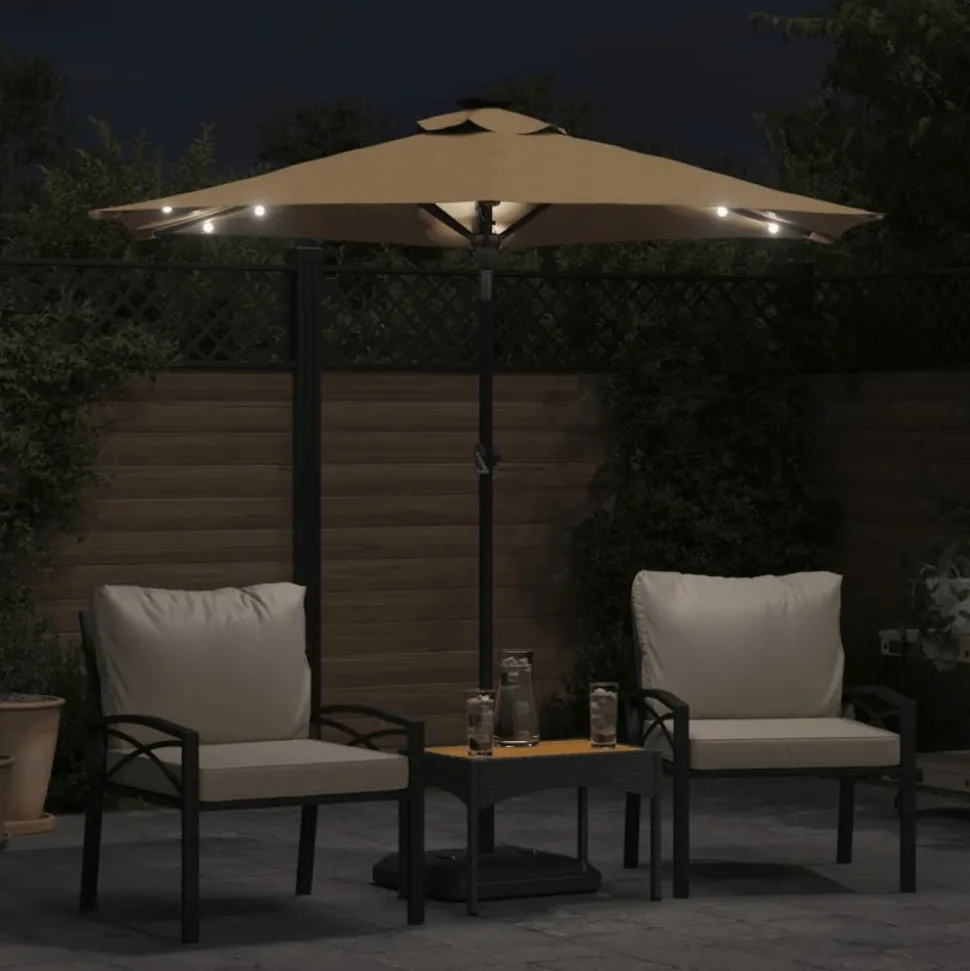 MAISON EXCLUSIVE - Parasol de jardin avec led mât en acier taupe 225x225x212 cm