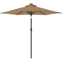 MAISON EXCLUSIVE - Parasol de jardin avec led mât en acier taupe 225x225x212 cm