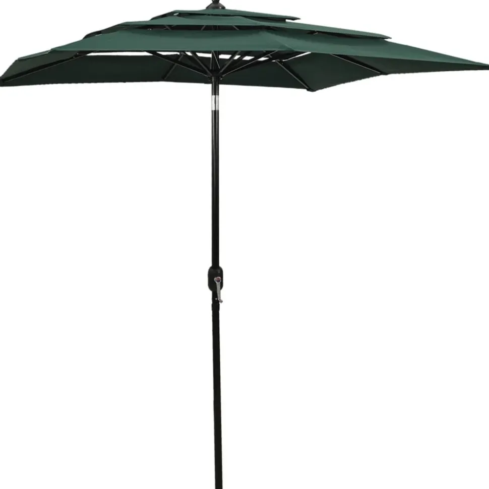 MAISON EXCLUSIVE - Parasol de jardin à 3 niveaux avec mât en aluminium vert 2x2 m