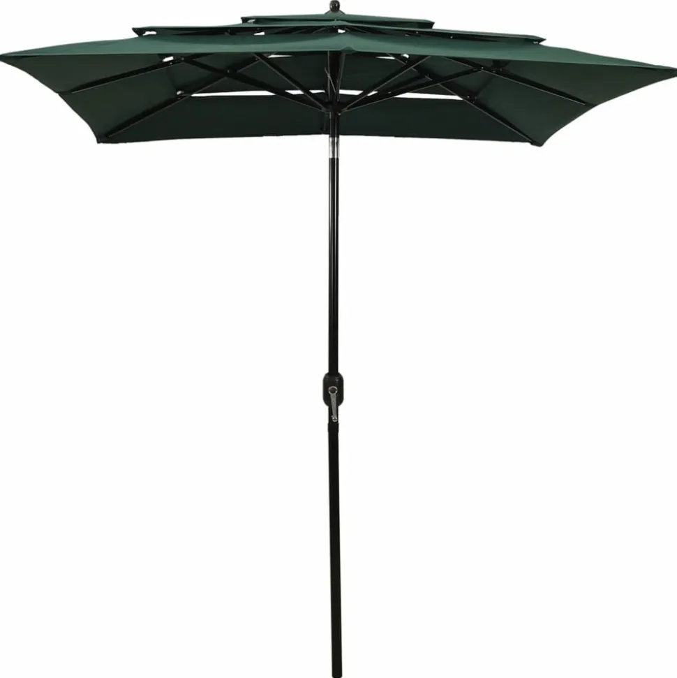 MAISON EXCLUSIVE - Parasol de jardin à 3 niveaux avec mât en aluminium vert 2x2 m