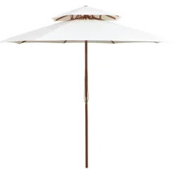 MAISON EXCLUSIVE - Parasol à deux étages avec poteau en bois blanc crème