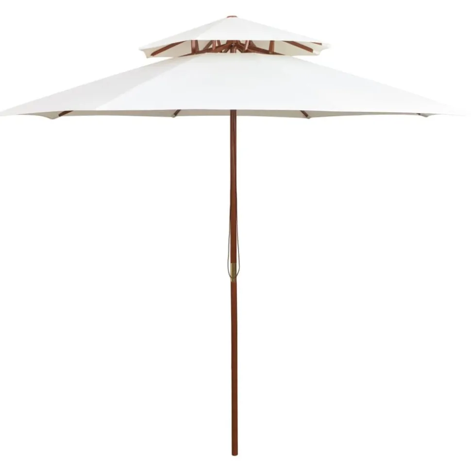 MAISON EXCLUSIVE - Parasol à deux étages avec poteau en bois blanc crème