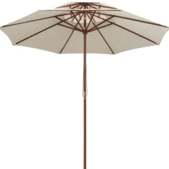 MAISON EXCLUSIVE - Parasol à deux étages avec poteau en bois blanc crème