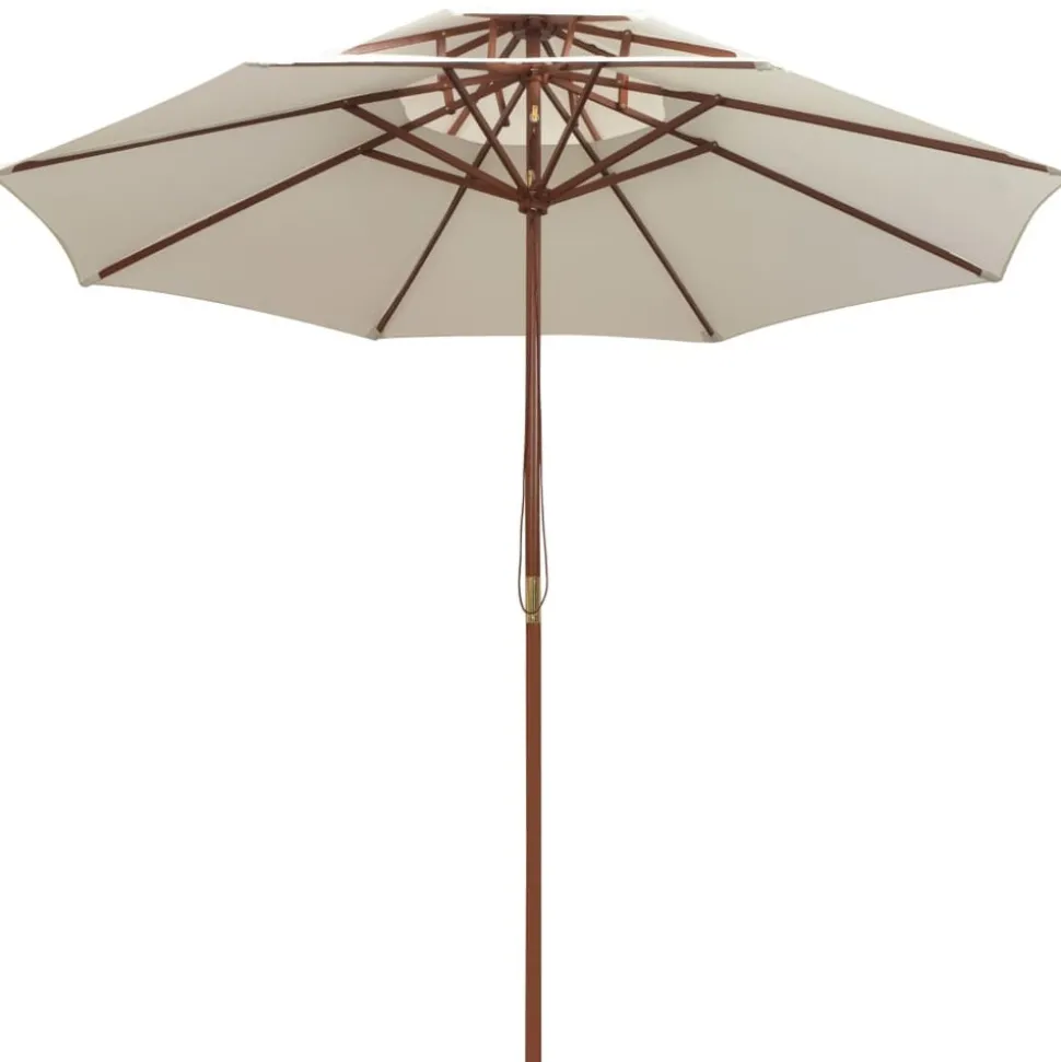 MAISON EXCLUSIVE - Parasol à deux étages avec poteau en bois blanc crème