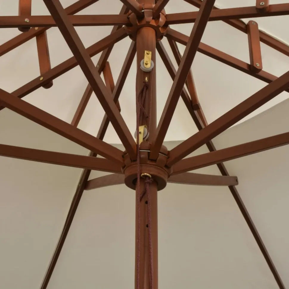 MAISON EXCLUSIVE - Parasol à deux étages avec poteau en bois blanc crème