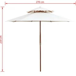 MAISON EXCLUSIVE - Parasol à deux étages avec poteau en bois blanc crème