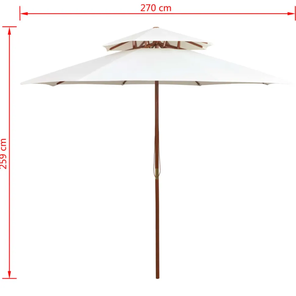 MAISON EXCLUSIVE - Parasol à deux étages avec poteau en bois blanc crème