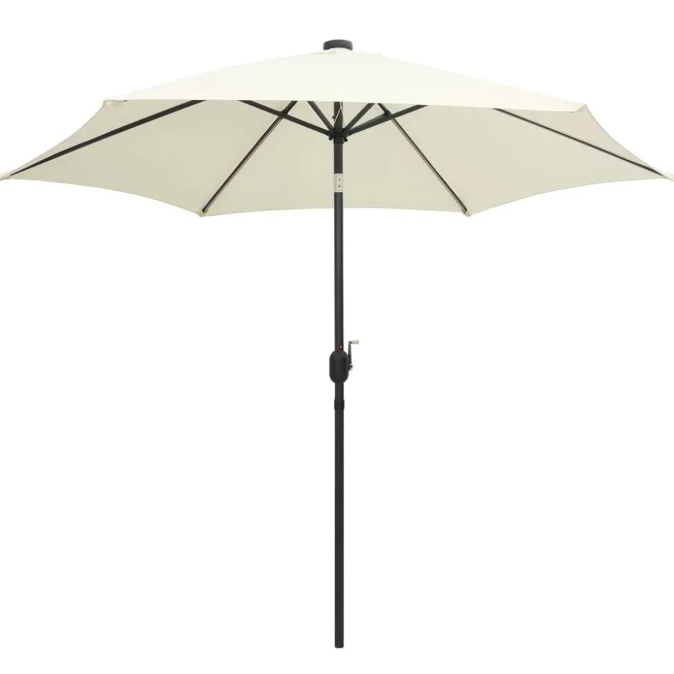 MAISON EXCLUSIVE - Parasol de jardin et lumières led mât en aluminium blanc sable