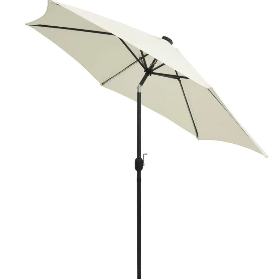 MAISON EXCLUSIVE - Parasol de jardin et lumières led mât en aluminium blanc sable