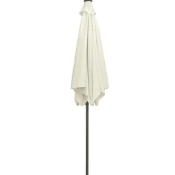 MAISON EXCLUSIVE - Parasol de jardin et lumières led mât en aluminium blanc sable
