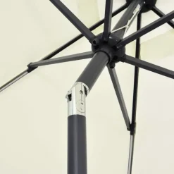MAISON EXCLUSIVE - Parasol de jardin et lumières led mât en aluminium blanc sable