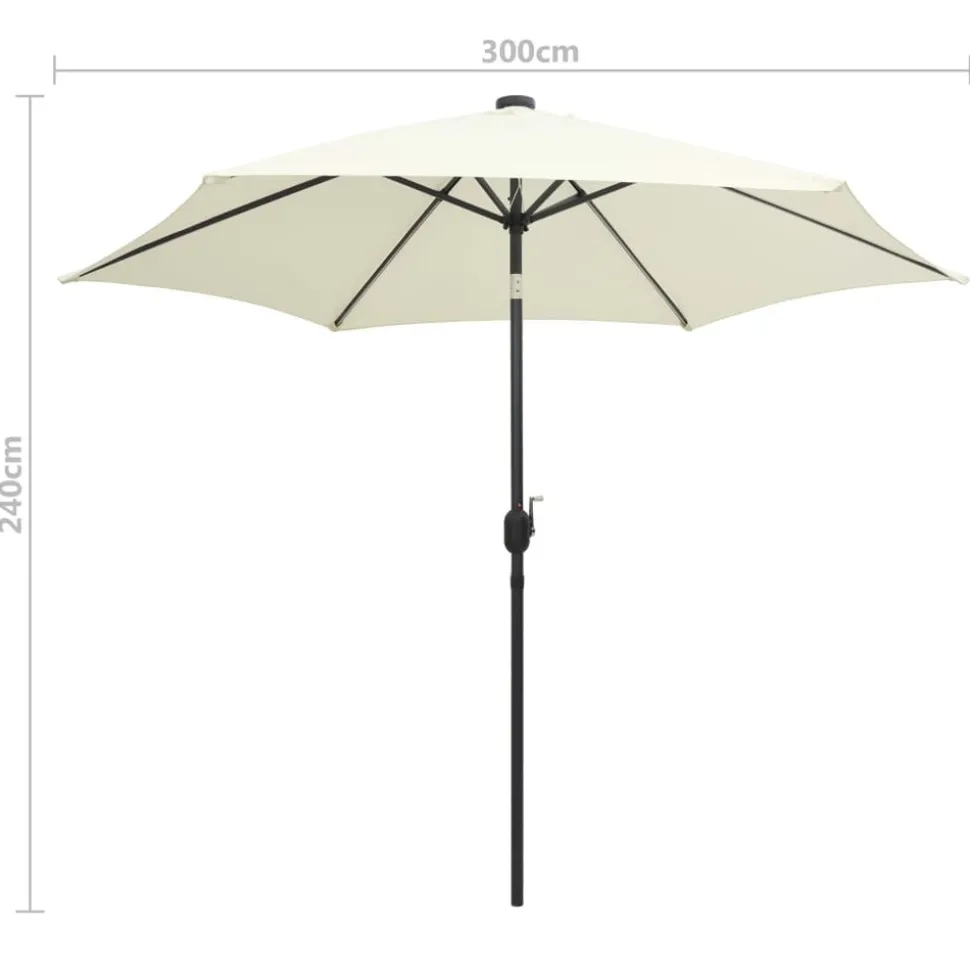 MAISON EXCLUSIVE - Parasol de jardin et lumières led mât en aluminium blanc sable