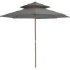 MAISON EXCLUSIVE - Parasol à deux étages avec mât en bois 270 cm anthracite