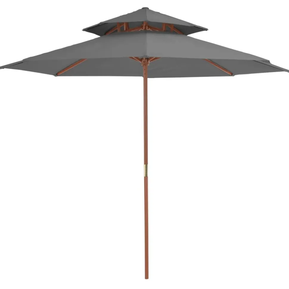 MAISON EXCLUSIVE - Parasol à deux étages avec mât en bois 270 cm anthracite
