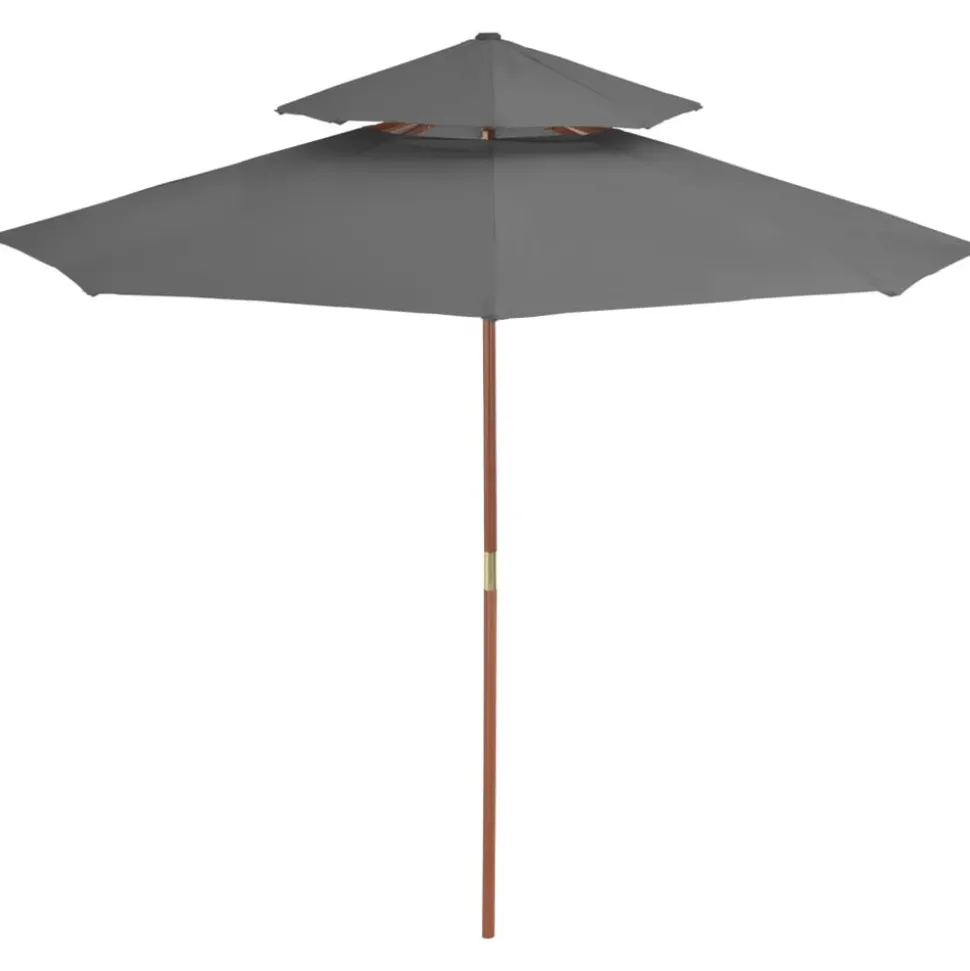 MAISON EXCLUSIVE - Parasol à deux étages avec mât en bois 270 cm anthracite