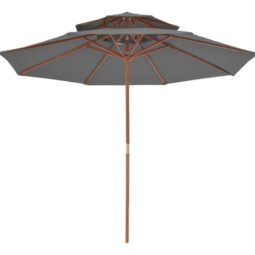 MAISON EXCLUSIVE - Parasol à deux étages avec mât en bois 270 cm anthracite