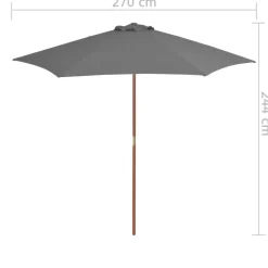 MAISON EXCLUSIVE - Parasol d'extérieur avec mât en bois 270 cm anthracite