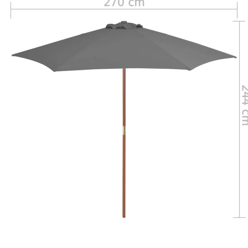MAISON EXCLUSIVE - Parasol d'extérieur avec mât en bois 270 cm anthracite