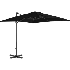 MAISON EXCLUSIVE - Parasol de jardin en porte-à-faux et mât en aluminium noir