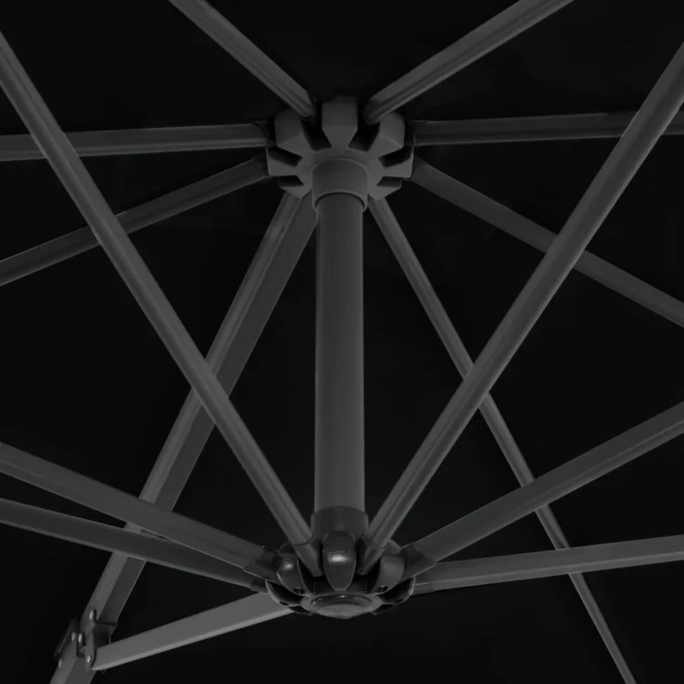 MAISON EXCLUSIVE - Parasol de jardin en porte-à-faux et mât en aluminium noir