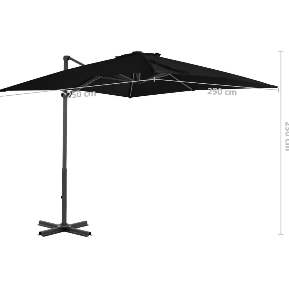 MAISON EXCLUSIVE - Parasol de jardin en porte-à-faux et mât en aluminium noir