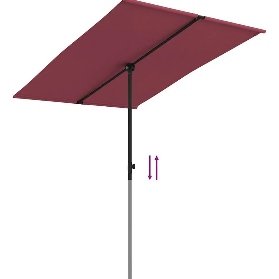 MAISON EXCLUSIVE - Parasol de jardin et mât en aluminium 2x1,5 m rouge bordeaux