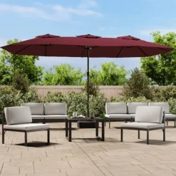 MAISON EXCLUSIVE - Parasol de jardin à double tête avec led rouge bordeaux