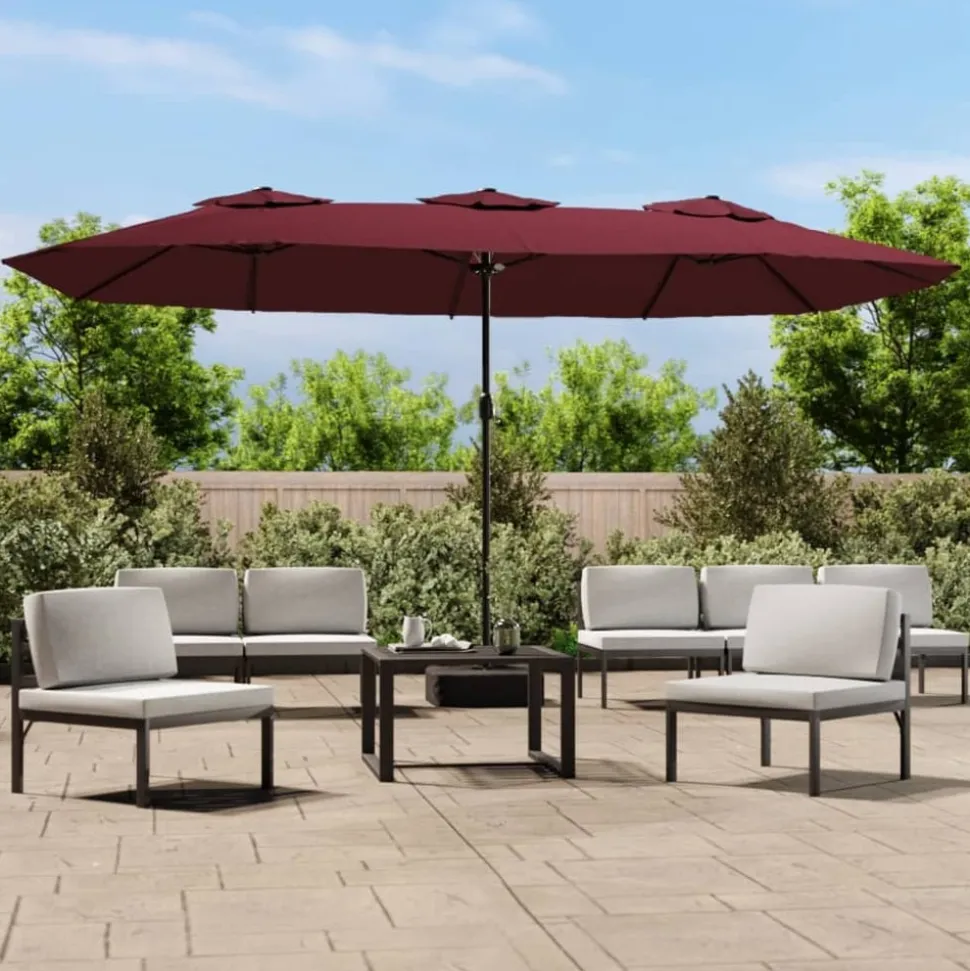 MAISON EXCLUSIVE - Parasol de jardin à double tête avec led rouge bordeaux