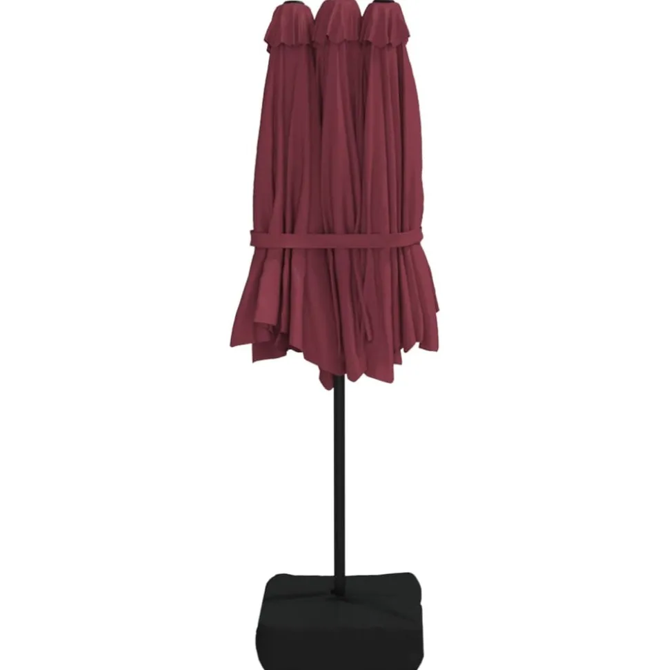 MAISON EXCLUSIVE - Parasol de jardin à double tête avec led rouge bordeaux