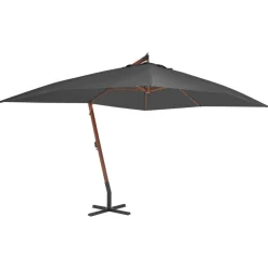 MAISON EXCLUSIVE - Parasol de jardin en porte-à-faux avec mât en bois anthracite