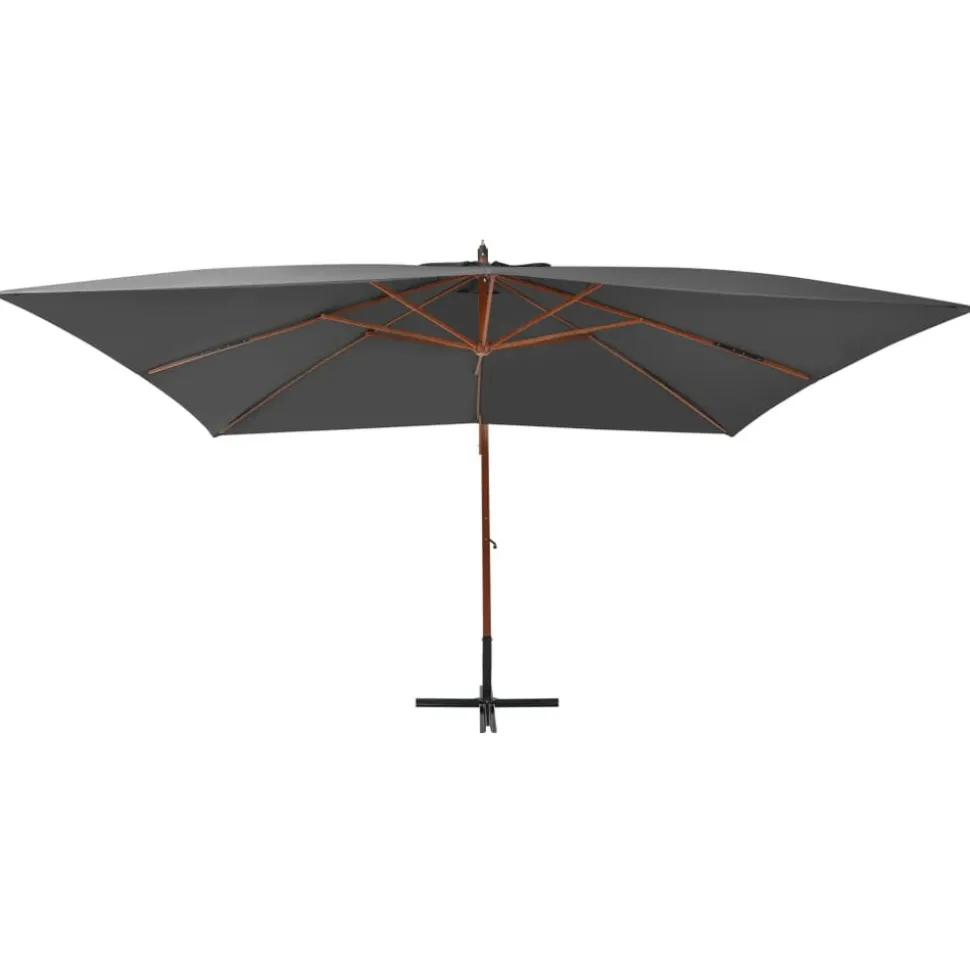 MAISON EXCLUSIVE - Parasol de jardin en porte-à-faux avec mât en bois anthracite