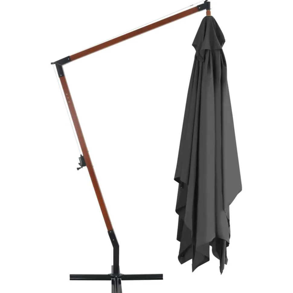 MAISON EXCLUSIVE - Parasol de jardin en porte-à-faux avec mât en bois anthracite