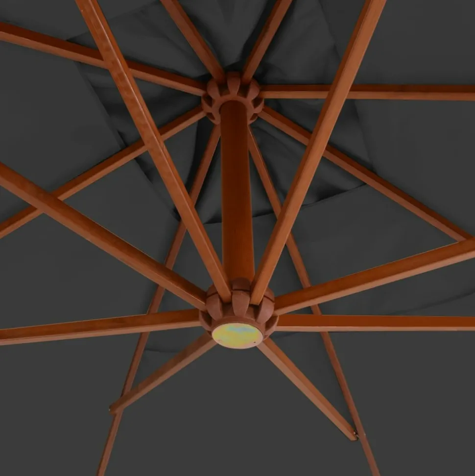 MAISON EXCLUSIVE - Parasol de jardin en porte-à-faux avec mât en bois anthracite
