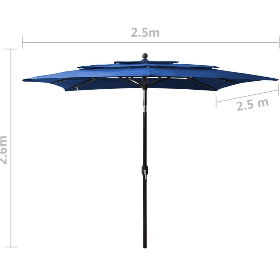 MAISON EXCLUSIVE - Parasol de jardin à 3 niveaux avec mât en aluminium bleu azuré