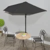 MAISON EXCLUSIVE - Parasol de balcon avec mât en aluminium noir 270x144x222cm demi