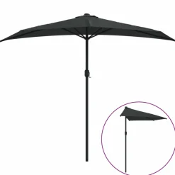 MAISON EXCLUSIVE - Parasol de balcon avec mât en aluminium noir 270x144x222cm demi