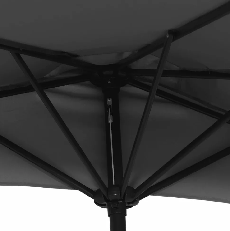 MAISON EXCLUSIVE - Parasol de balcon avec mât en aluminium noir 270x144x222cm demi