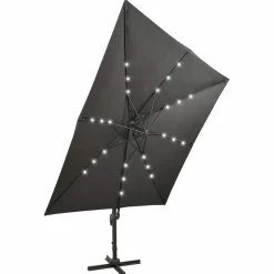 MAISON EXCLUSIVE - Parasol de jardin en porte-à-faux avec mât et lumières led