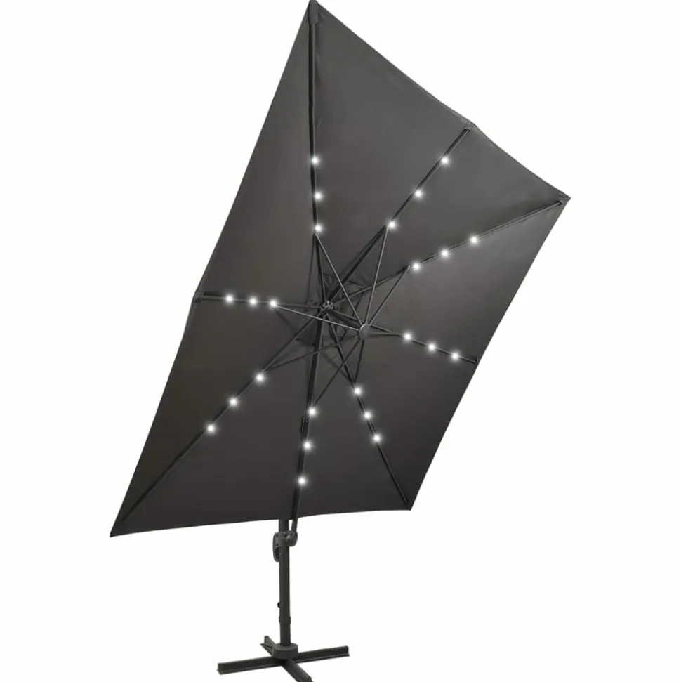 MAISON EXCLUSIVE - Parasol de jardin en porte-à-faux avec mât et lumières led