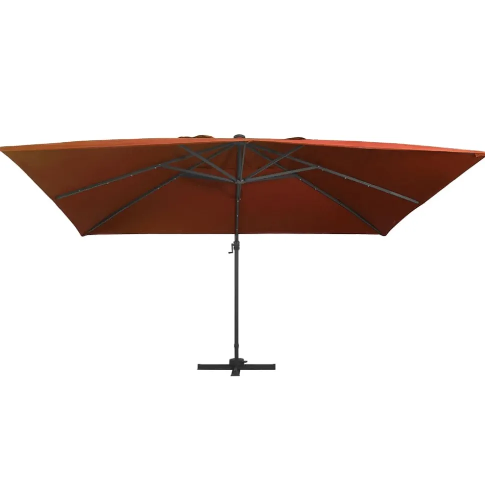 MAISON EXCLUSIVE - Parasol de jardin en porte-à-faux avec lumières led terre cuite