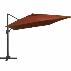 MAISON EXCLUSIVE - Parasol de jardin en porte-à-faux avec lumières led terre cuite