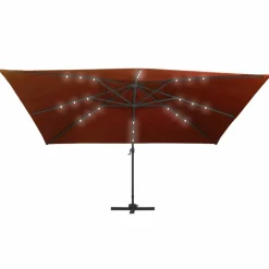 MAISON EXCLUSIVE - Parasol de jardin en porte-à-faux avec lumières led terre cuite
