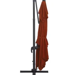 MAISON EXCLUSIVE - Parasol de jardin en porte-à-faux avec lumières led terre cuite