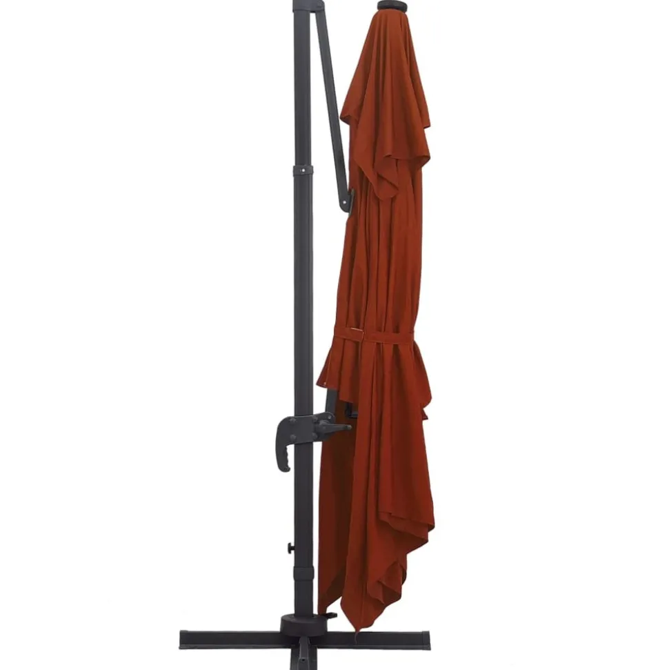 MAISON EXCLUSIVE - Parasol de jardin en porte-à-faux avec lumières led terre cuite