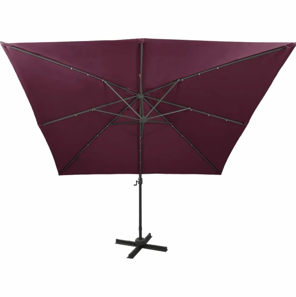 MAISON EXCLUSIVE - Parasol de jardin en porte-à-faux avec mât et lumières led