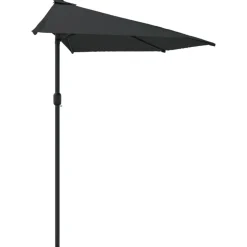 MAISON EXCLUSIVE - Parasol de balcon avec mât en aluminium noir 300x155x223cm demi