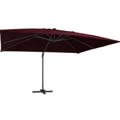 MAISON EXCLUSIVE - Parasol de jardin en porte-à-faux lumières led rouge bordeaux
