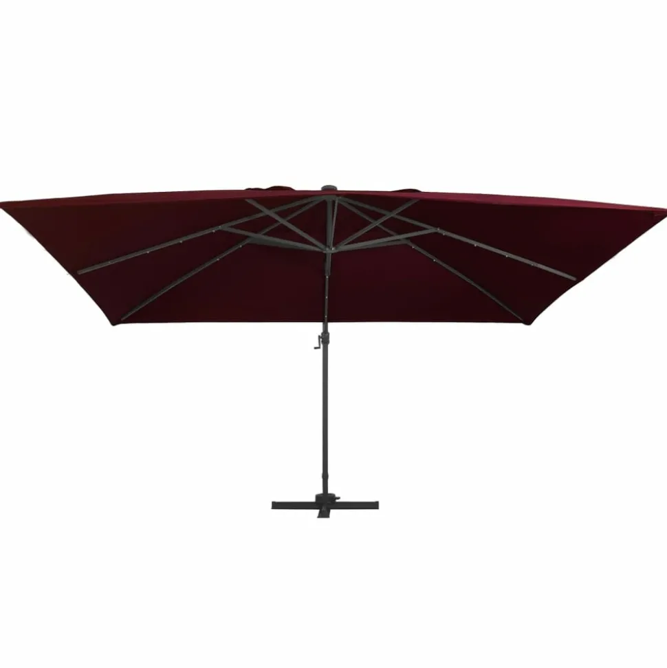 MAISON EXCLUSIVE - Parasol de jardin en porte-à-faux lumières led rouge bordeaux