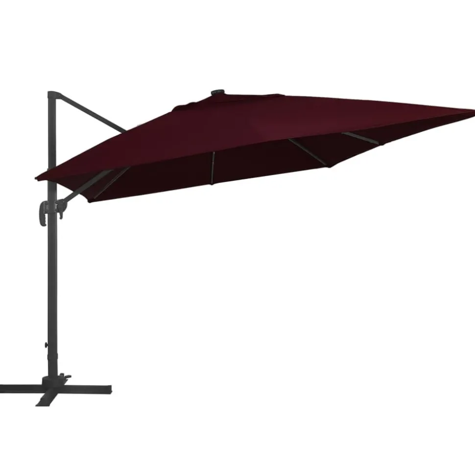 MAISON EXCLUSIVE - Parasol de jardin en porte-à-faux lumières led rouge bordeaux
